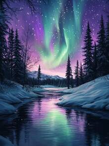Kit de Pintura Diamante 5D DIY com Mosaico de Strass de Cristal para Decoração de Parede com Paisagem da Aurora Boreal, Paisagem em Tela, Broca Completa, Arte com Gemas, Cenário Fantástico da Natureza, Decoração para Sala de Estar, Quarto, Escritório, Galeria de Parede, Presente Artesanal para Hobbies. Dimensões: 30 x 40 cm / 11,8 x 15,8 polegadas. - Multicolorido - Ver 7