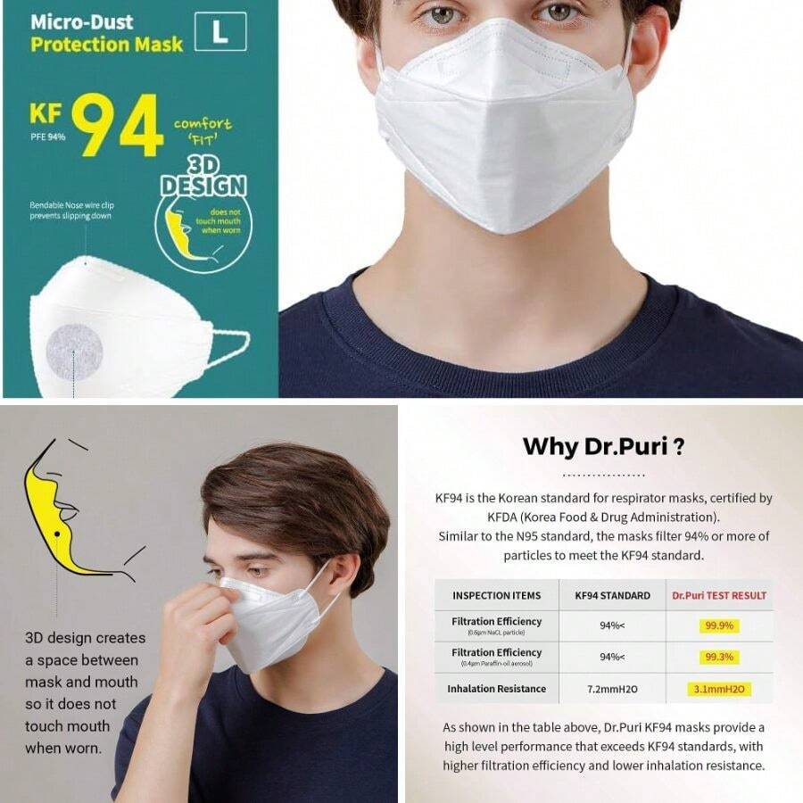 Dr. Puri KF94 - Máscara de protección facial de micropolvo (20 unidades) - B - Ver 1