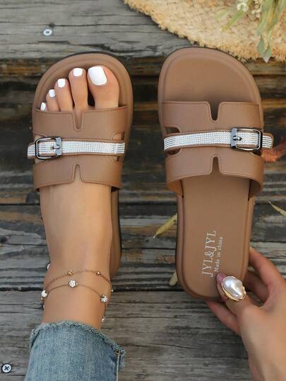 1 Pair Women's Lightweight Casual Sports Sandals, Comfortable Hook And Loop Sporty Slippers