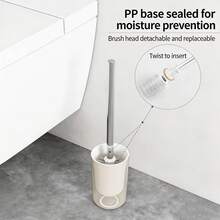 Premium Bath Set Of 5pcs, Bathroom Accessory Set, Bathroom Supplies, Including Soap Dispenser, Toothbrush Holder, Soap Dish, Toilet Brush And Trash Can. Household Bathroom Countertop Washing Set, Bathroom Essentials, Bathroom Decoration, Can Be Used As A Housewarming \ Home Vacation Gift \Valentine's Day Gifts\ Birthday Gifts. - Toilet Brush - View 10