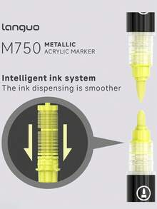 Set de 12/24/48 colores de marcadores de pintura acrílica de doble punta, con puntas suaves y firmes, control inteligente de tinta con cámaras de tinta duales, brillo metálico para escribir en múltiples superficies (modelo/piedra/vidrio/cerámica/madera), adecuado para pintura de figuritas, manualidades DIY, grafiti - Marcadores metálicos - Ver 6