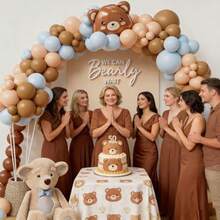 DBear Balloon Garland Arch Kit 124PCS Balloons For Bear Theme Decorations Boho Wedding Bridal Engagement Anniversary Birthday Party Plies - xanh nâu - Xem 7