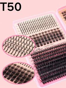 1360pcs/680pcs T50+80D+100D+120D Eyelash Extension Kit, Spiked Faux Mink Individual Lashes, Lash Glue, Tweezers & Brush Included, Russian Eyelash Extension Set, 3D Fluffy Lashes, D/DD Curl Lash Clusters, 0.31-0.63inch DIY Lash Extension, 4 Styles Lash Clusters, Pointed Individual Lashes, Various Natural Makeup Effects, Reusable Individual Segment False Lashes, Lightweight & Soft, DIY Lash Extension Lash Clusters, Lash Clusters, Individual Lashes, Eyelashes, False Eyelashes, Perfect For Halloween, Christmas, New Year's, Weddings, Parties, Festivals, And Special Occasions - 黑色 - 查看 5