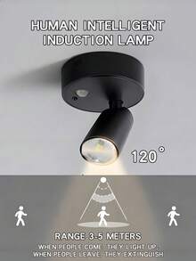 LED充电壁灯，磁吸式聚光灯，遥控调光，黑白两色可选，床头阅读灯，无线免打孔，360°旋转触控，内置2000mAh锂电池，非防水ABS塑料材质。 - 旋轉射燈 - 查看 4