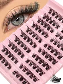 Asiteo 100根单根假睫毛，D卷翘蓬松柔软轻盈簇状假睫毛，打造自然妆效，适合初学者进行眼部嫁接 - D - 查看 1