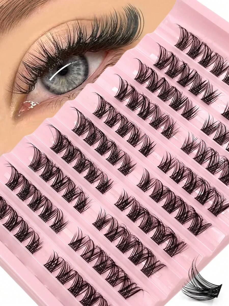 Asiteo 100根单根假睫毛，D卷翘蓬松柔软轻盈簇状假睫毛，打造自然妆效，适合初学者进行眼部嫁接 - D - 查看 1