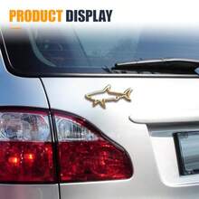 3D Metal Hollow Shark Car Emblem Cool Fish Car Badge Decal Automotive Fenders Bumper Sticker Vehicle Body Trunk Decorative Decal Accessory For Truck SUV Motorcycle Laptop Gold - 金色 - 查看 4