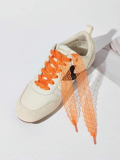 1 paar veters van 100 cm, balletstijl - Leuk accessoire geschikt voor jongeren - Oranje zijden decoratieve veters, geschikt voor nette schoenen