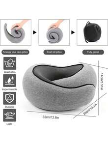 360° Travel Neck Pillow, Memory Foam Airplane Pillow, Soft Foldable Ergonomic U-Shaped Neck Support Travel Pillow For Airplane, Office Nap, Portable Neck Cushion - 頸枕 - 查看 3