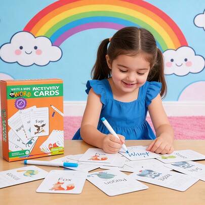 蒙特梭利闪卡，适合3岁以上幼儿，学前学习字母、数字、常用词和数学闪卡，早期教育互动玩具，送给男孩女孩的礼物