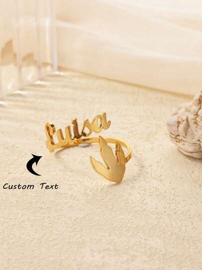 1 خاتم اسم مميز للنساء مخصص باسم شخصي، خاتم فولاذ مقاوم للصدأ قابل للفتح مع حرف مخصص، هدايا عيد ميلاد وزفاف للجنسين