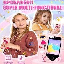 儿童智能玩具手机 - 适合 3-12 岁儿童的圣诞节生日礼物，带触摸屏、双摄像头、学习功能的儿童手机玩具，儿童 MP3 播放器 - 彩色 - 查看 5