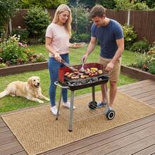 Thảm ngoài trời giả sợi đay màu nâu, thích hợp cho khu vực nướng BBQ sân sau, hiên nhà, hành lang, lối vào và phòng khách, thân thiện với vật nuôi, dễ vệ sinh, lý tưởng cho các buổi tiệc nướng và họp mặt gia đình, thảm sân vườn ngoài trời. - màu nâu - Xem 14