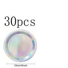 Bộ 10/20/30/50/100 món đồ trang trí tiệc lấp lánh, đĩa và khăn giấy hologram, đĩa giấy cầu vồng dùng một lần, trang trí tiệc sinh nhật, đám cưới chủ đề nàng tiên cá. - Bạc - Xem 24