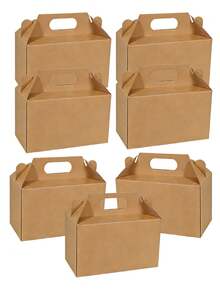 10 pièces/1 pièce Boîtes en papier kraft brun avec sommet - Pour anniversaire d'enfants, mariage, baby shower, 15,7 x 8,9 x 8,9 cm, fournitures pour mariage et anniversaire, décorations pour la maison et les fêtes - Multicolore - Voir 10