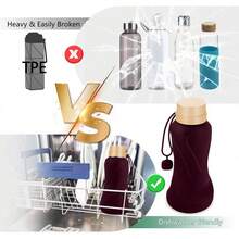 Foldable Water Bottle, 650ml, Leak-Proof, Reusable, Silicone Foldable Water Bottle, Durable And Lightweight, Suitable For Travel, Gym, Camping, Hiking, Compact Portable Sports Water Bottle (Black) QPZT - Coffee - View 5