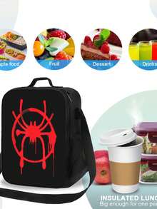 Parallel Universe Red Logo   Brave Miles Morales  Insulated Reusable Lunch Bags Portable For Men Women School Restaurant Office Home Outdoor, - màu đen - Xem 4