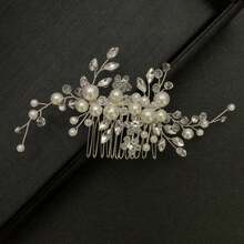 1pc Handmade Crystal & Pearl Bridal Hair Comb, Wedding Bride Updo Hairstyle Decor Accessory - Multicolor - View 11