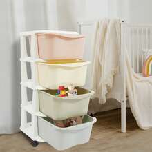 ZHFEISY 4 Tier Rolling Storage Drawer Cart, Plastic Storage Trolley With Wheels Studio Organizer Bins 4 Drawer Organizer Bins Utility Cart For Office Living Room Bathroom - Multi-color - View 4