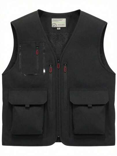 Men's Multi-Pocket Casual Sports Vest, Suitable For Outdoor Activities Like Hiking, Fishing, Photography In Summer, Multifunctional Outdoor Work Vest For Spring And Autumn