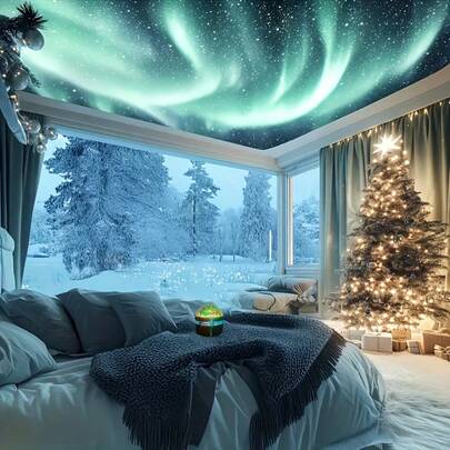 1 pieza Proyector de Aurora, Proyector de Luces del Norte, Luz Nocturna de Cielo Estrellado de la Galaxia Aurora LED | Adecuado para Dormitorio, Decoración de Sala de Cine en Casa, Navidad, Halloween, Boda, Regalo de Fiesta