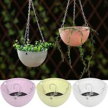 1 PC Fashion Succulent Plant Balcony Bracketplant Flower Pots Hanging Basket Rattan Pattern Chains Flowerpot - Multicolor - View 1