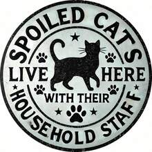 ❤️1pc "Spoiled Cats And Their Humans Live Here" Metal Sign - 8x8 Inch Durable Metal Wall Art, Suitable For Bedroom, Kitchen, Dining Room, Bar Decor - Unique Design, Easy To Hang, Great For Home, Office Or Gift, Random Hole Placement - Metal Wall Art, Tin Signs, Vintage Metal Signs, Retro Wall Decor, Rustic Metal Art, Cool Metal Signs, Man Cave Decor, Garage Signs, Classic Metal Art, Unique Wall Art - 彩色 - 查看 4