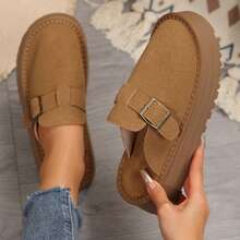 Round Toe Womens Shoes Casual Comfortable Lightweight Flats For Female Daily Wear - 駝色 - 查看 3