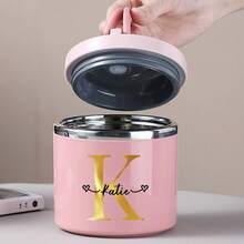 Stainless Steel Personalized Custom Name 21.3oz Insulated Lunch Box With Handle, Thermal Food Container, Portable Handheld Lunch Box, Suitable For Hot Soup And Meals, Reusable Round Breakfast Cup, Kitchen Storage Box, Hand Wash Only - K - View 13