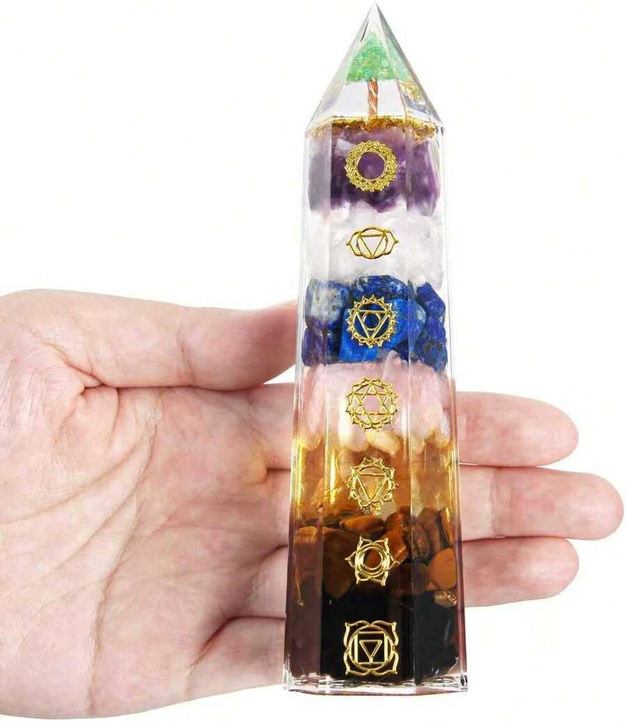 Euuztu Orgone Chakra Wand – Handmade Orgonite Healing Crystals And Stones Chakra Balance, Energy Cleansing, Home Decor, Positive Energy Generator Resist Stress, Bring Good Luck And Wealth - 1 - 查看 1