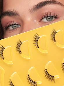 5 pares de pestañas postizas de aspecto natural, banda transparente, pestañas de ojos de gato, pestañas cortas y suaves similares a la mink 3D, para crear un maquillaje natural - 5 pares/caja. Pestañas mini lindas alargadas, tallos de pestañas transparentes delgados, extremos extendidos, rizado natural, reutilizables, adecuadas para ojos pequeños. Ideal para uso diario y citas de mujeres. - Negro - Ver 11