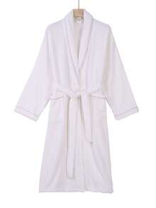 Unisex Terry Cloth Bathrobe, 100% Premium Cotton Robe For Men And Women, Ultra Soft & Highly Absorbent With Pockets & Adjustable Belt, Breathable All Season Loungewear For Spa, Shower & Home, Multiple Colors Available - trắng - Xem 1