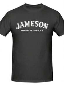 Womens Casual T-Shirt Irish Whiskey  Short Sleeve, Round Neck, Perfect For Summer Vacation Clothing - Lady Summer Party Daily Wear Tee, Suitable For Outdoor Activities - 黑色 - 查看 1