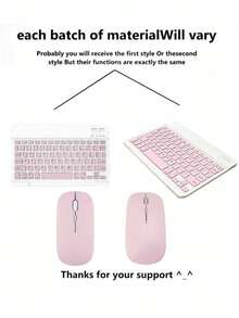 Juego de teclado y ratón inalámbricos ultrafinos, mini portátil, teclado ultrafino silencioso, recargable, compatible con iPad, tableta, portátil, computadora de escritorio - Rosa - Ver 10