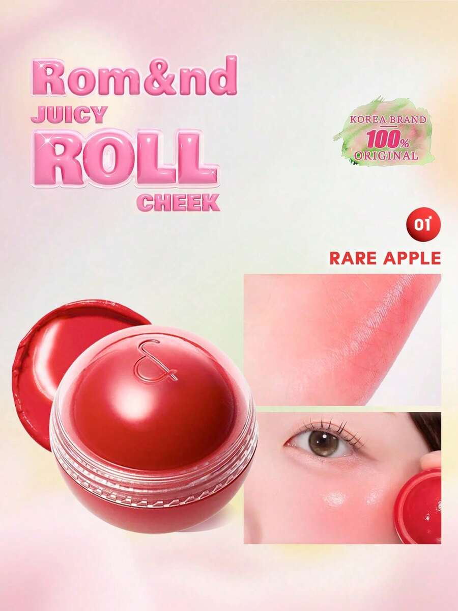 Rom&nd JUICY ROLL CHEEK 01 Rare Apple, Peach, Nude, Vibrant, Creamy Texture, Melting, Soft Matte, Lightweight, Non-Sticky, Non-Drying, Comfortable Long-Lasting, Brightening, Lip & Cheek Multipurpose, Mini Size, Korean Makeup, Gift, 8.4g/0.30oz. - 01 RARE APPLE - 查看 1