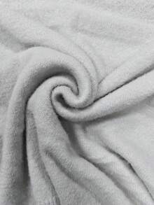 Women's Light Gray Ribbed Lantern Sleeve Sweater Dress, Casual - Light Grey - View 7