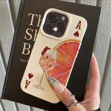 1pc TPU Material Red Heart Grapefruit Summer Cocktail Pattern Phone Case Compatible With IPhone 17 Pro Max/17/16 Pro Max/15/13/12/11, S20 FE/A15/S24/A55, Note 11/Note 12/Note 13 Pro, Full Coverage Anti-Drop Soft Shell Phone Protective Cover,International Version, Not The Domestic Version - White - View 2