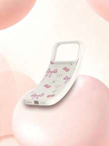 1个可爱甜美女孩粉色蝴蝶结爱心樱桃图案液态硅胶防震软手机壳，适用于苹果11/12/13/14/14Plus/15/15Plus/16/16Plus/17/17Pro - 彩色 - 查看 3