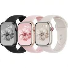 3件組相容錶帶，相容於 Series 11/10/9/8/7/6/SE/SE2/SE3/Ultra 2/Ultra 3 及所有型號 (38mm/40mm/41mm/42mm/44mm/45mm/46mm/49mm) - 可調節運動錶帶，相容於，優雅節日禮物，相容於 Apple - 3pcs 黑色/灰粉/星光 - 查看 8