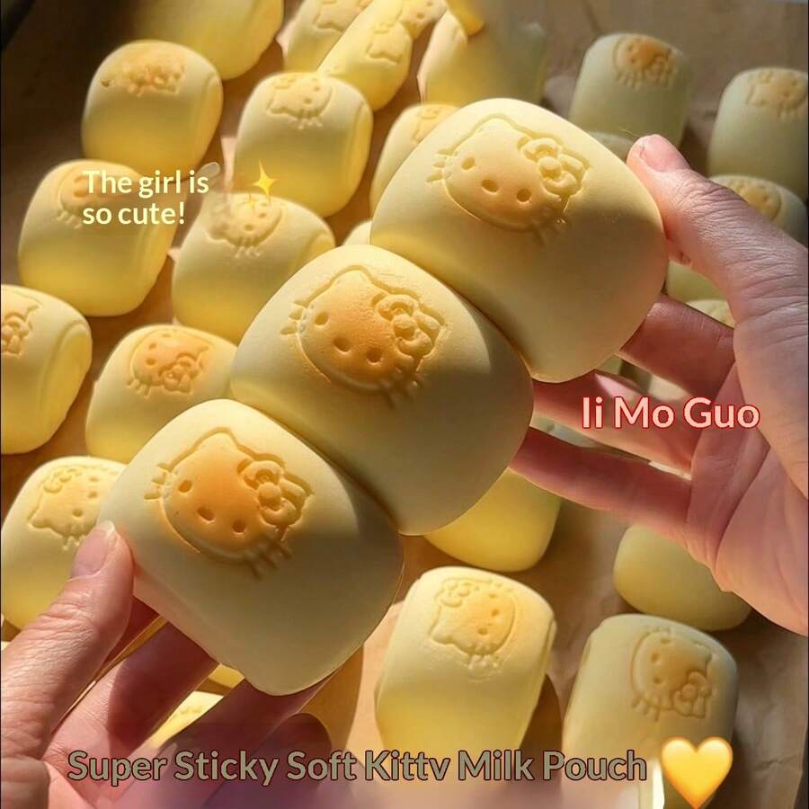 可爱白色奶油色猫咪毛绒玩具 - 慢回弹减压玩具，缓解焦虑材质