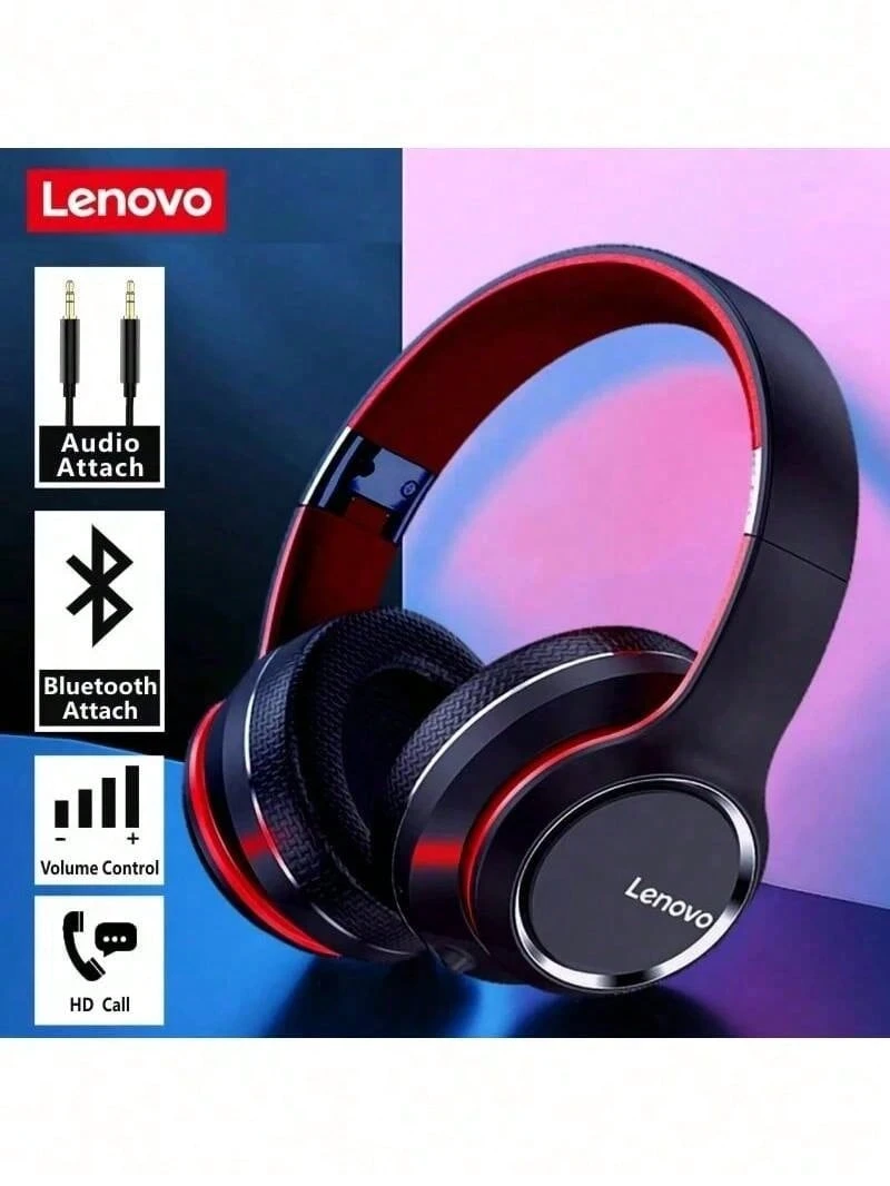 Lenovo HD200 Bluetooth Earphones Over-ear Foldable Computer Wireless Headphones Noise Cancellation HIFI Stereo Gaming Headset - 黑 - 查看 1