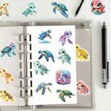 50pcs Sea Turtle Stickers, Cute Turtle Stickers, Waterproof Vinyl Stickers For Water Bottle, Srapbook, Laptop, Phone Case, Teens Adults Sea Turtle Sticker Halloween Christmas Gifts - Multicolor - View 3
