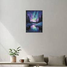 Kit de Pintura Diamante 5D DIY com Mosaico de Strass de Cristal para Decoração de Parede com Paisagem da Aurora Boreal, Paisagem em Tela, Broca Completa, Arte com Gemas, Cenário Fantástico da Natureza, Decoração para Sala de Estar, Quarto, Escritório, Galeria de Parede, Presente Artesanal para Hobbies. Dimensões: 30 x 40 cm / 11,8 x 15,8 polegadas. - Multicolorido - Ver 5