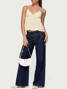 Women's Y2K Babydoll Camisole Lace Trim Mesh Sheer Crop Tops Sleeveless Spaghetti Strap V Neck Open Back Peplum Tops Summer Cute Aesthetic Flowy Shirts Teen Girls Going Out Streetwear Fashionable Daily Wear Coquette Clothes - 黃色 - 查看 5