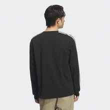 Adidas 男士 ES+ 3S 长袖T恤 针织无领 TKF3728 - 黑色 - 查看 3