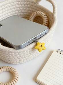 1pc Cute Yellow Starfish Charging Port Dust Plug Pendant, Compatible With Apple, Type-C Phones - Multicolor - View 4