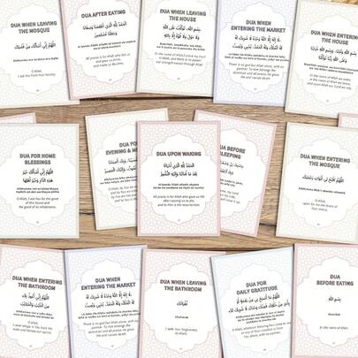 61pcs Islamic Dua Cards - Daily Prayer Supplications For Life Occasions, Arabic & English Translation, Islamic Daily Dua Cards, Perfect Islamic Gift For Ramadan Eid Hajj Umrah