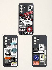 Funda de teléfono con gráfico de letra de eslogan negro, funda de teléfono con collage abstracto, avión, rayas y etiqueta gráfica negra, funda de teléfono con patrón de retazos vintage, funda de teléfono con protección de lente negra. Compatible con iPhone y Galaxy, funda de teléfono, funda compatible con iPhone 17 Pro Max, fundas, funda compatible con iPhone 13, funda compatible con iPhone 15, regalo de fiesta, versión internacional, no la versión nacional - Multicolor - Ver 52