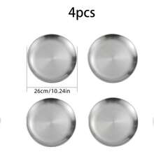 1pc/4pcs Set Stainless Steel Minimalist Plates, Suitable For Daily Home Use, Picnics, Camping, BBQ Gatherings, And School Supplies - Silver - View 17