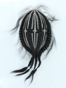 6英寸合成编织假发，独特蕾丝编织设计，平行方格编织，时尚商务发型，适合非洲男士，黑色 - 黑色 - 查看 16